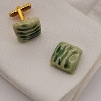 Green Textured Square Cufflinks