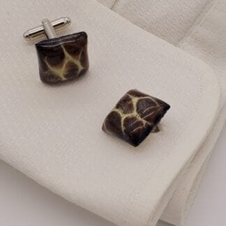 Brown/Cream Airbrushed Textured Square Cufflinks