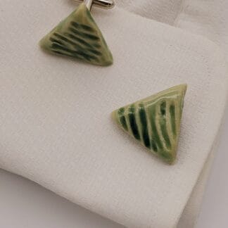 Green Textured Triangle Cufflinks