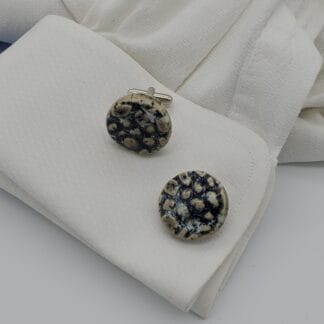 Gray with White/Black Burst Textured Round Cufflinks