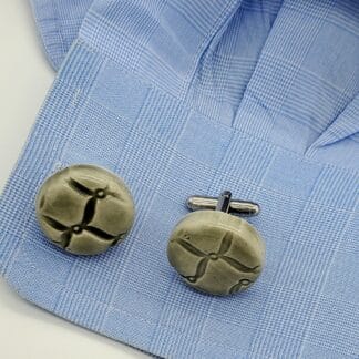 Gray Textured Round Cufflinks