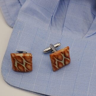 Brown/Cream Textured Square Cufflinks