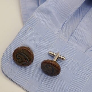 Brown Swirl Round Cufflinks