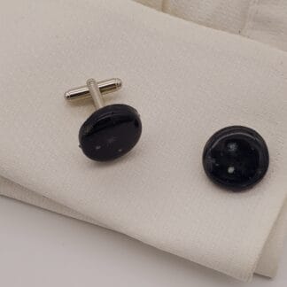 Black/White Burst Round Cufflinks