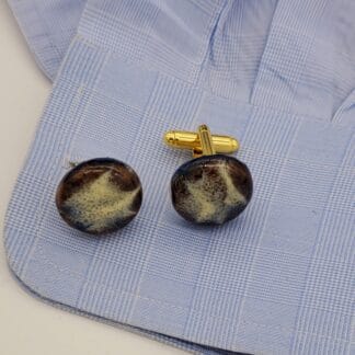 Brown/Cream Airbrushed Round Cufflinks