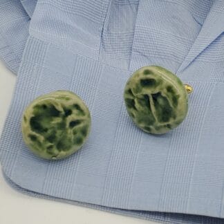 Green Textured Round Cufflinks