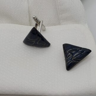 Blue Textured Triangle Cufflinks