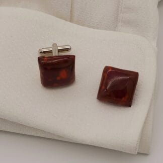 Terra Cotta/Red/Orange Burst Square Cufflinks