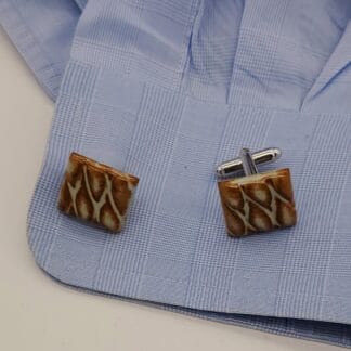 Brown/White Textured Square Cufflinks