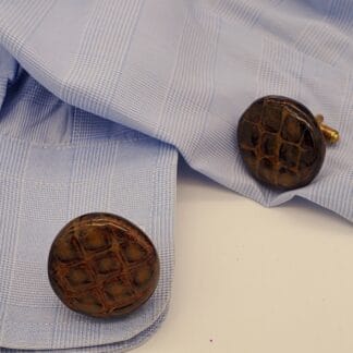 Brown Textured Airbrushed Round Cufflinks