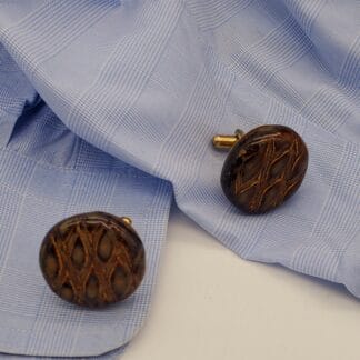 Brown Textured Airbrushed Round Cufflinks