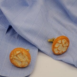 Cream/Sandy Textured Airbrushed Round Cufflinks