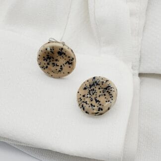 Gray/Blue/Black/White Speckled Round Cufflinks