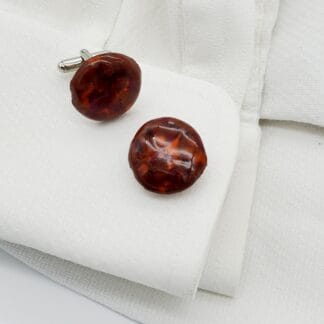 Terra Cotta/Red/Orange Speckled Round Cufflinks
