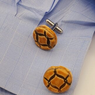 Amber Textured Round Cufflinks