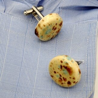 Cream/Brown/Blue Burst Round Cufflinks