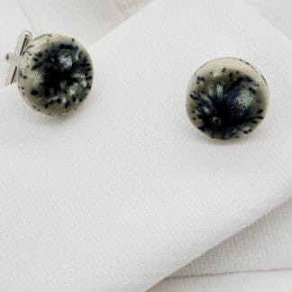 Gray with White/Black Burst Round Cufflinks