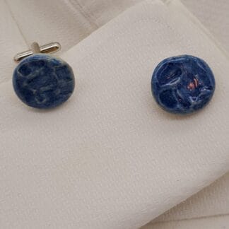 Light Blue Textured Round Cufflinks