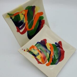 White/Color Splash Square Dish