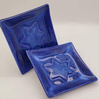 Cobalt Airbrushed Star of David Square Dish