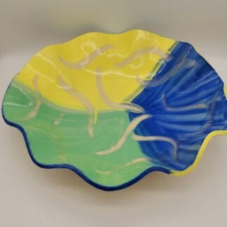 Light Blue/Green/Yellow Wavy Bowl (X-Large)