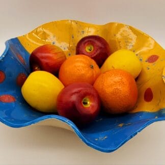 Mustard/Blue/Red/Blue/Mustard Splash Wavy Bowl (X-Large)