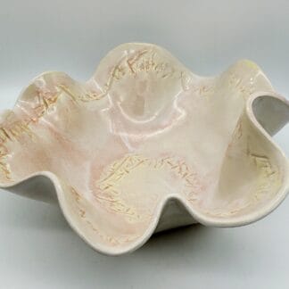 White/Light Pink Airbrushed Textured Wavy Bowl (X-Large)