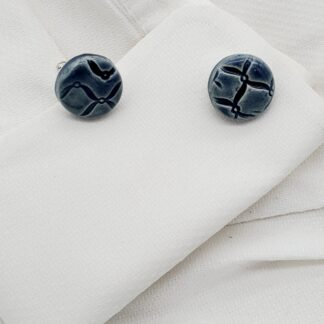 Navy Textured Round Cufflinks